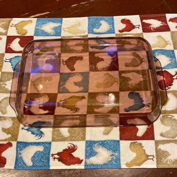 Vintage 3-Quart Oblong Cranberry Glass Pyrex Baker - Picture 8 of 15